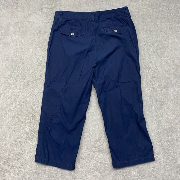 Lauren Ralph Lauren Pants Womens 8 Blue Cropped Cotton Hiking Camping Pockets - Picture 9 of 10